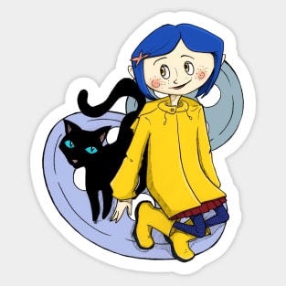 Coraline and Cat Sticker